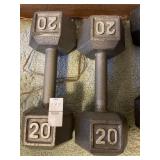 Pair 20- pound hexagonal dumbbells