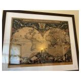 Framed globe map  32x39ï¿½ï¿½ picture