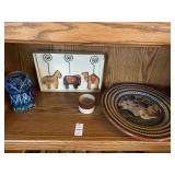 Decorative Mexico plate, owl candlestick, photo