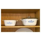 2 Vintage Cornflower Blue Corningware Casseroles