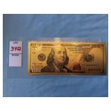 novelty 24K gold foil $100 replica bill