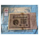 100,000 Mark Reichsbanknote issued by the German