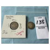 1913 & 1914 Barber Silver Dimes