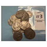 Twenty United States Buffalo Nickels