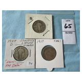 1927-D, 1917 & ? U.S. Standing Liberty silver
