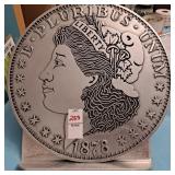 Vintage 1878 Morgan Silver Dollar Pewter ? Trivet