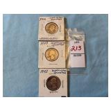 1942, 1943, 1944 U. S. Washington silver quarters