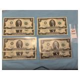 Four sets of two consecutive serial numbered U.