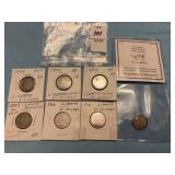 Seven U.S. Liberty Head 'V' Nickels