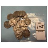 Ten 1936 & ten 1937 United States Buffalo Nickels