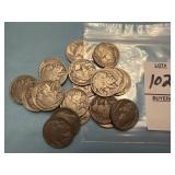 Ten 1936 & ten 1937 United States Buffalo Nickels