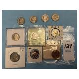 Ten U.S. Jefferson nickels, some proofs