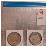 Two 1968 Kennedy half dollars