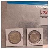 Two 1967 Kennedy half dollars