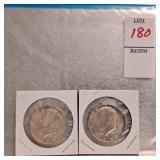 One 1968 Kennedy ,one 1969 krnnedy half dollars
