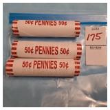 3 rolls of 2025 pennies