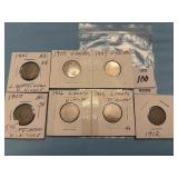 Seven U.S. Liberty Head 'V' Nickels