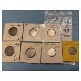 Seven U.S. Liberty Head 'V' Nickels