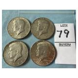1966, 1967 & two 1968 U.S. Kennedy Half Dollars