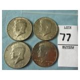 Four 1967 U.S. Kennedy Half Dollars