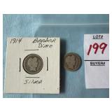 1911 & 1914 Barber Silver Dimes