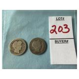 1912 & 1914 Barber Silver Dimes