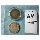 1897 & 1903 United States Barber silver quarters