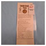 vintage Lincoln-Kennedy Penny novelty card