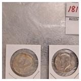 Two 1968 Kennedy half dollars