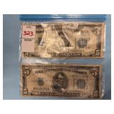 Two $5 U.S. Silver Certificates