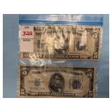 Two $5 U.S. Silver Certificates