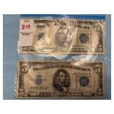 Two $5 U.S. Silver Certificates