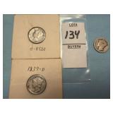 1919, 1938 & 1939 U.S. Mercury Dimes