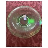 Vintage green depression uranium glass console