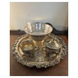 Vintage Silverplate Tray, Bowl, creamer & sugar