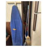 Ironing Board & Iron & Brooms