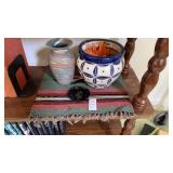 Pottery Vases & woven Mat