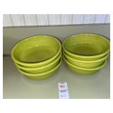 6 green Fiesta bowls