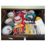 Drawer lot- tape variety, light bulbs & more