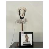 Vintage Pierrot-style clown doll head or bust
