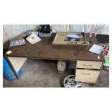 Metal Desk with Contents on top