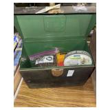 Metal box lot of GM water clamps, hardware,