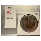 1935 U.S. Walking Liberty silver half dollar