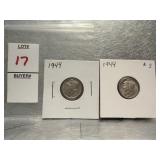 Two 1944 Mercury Dimes