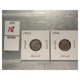 Two 1944 Mercury Dimes