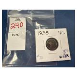 1835 United States Capped Bust half dime