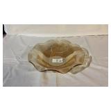 10 Inch Fluted Floral Gold Bowl