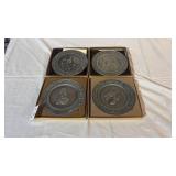 Set of 4 Hallmark Pewter Christmas Plates