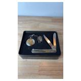Train Pocket Watch and Knife Set
