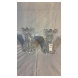 Two Glass Angel Candle Holders 8 Inches